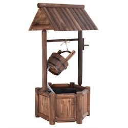 Helloshop26 - Puits en bois extérieur fontaine de jardin 60 x 57 x 115 cm avec pompe electrique débit 300 l/h tuyau transparent seau 20_0007378 - 30_0