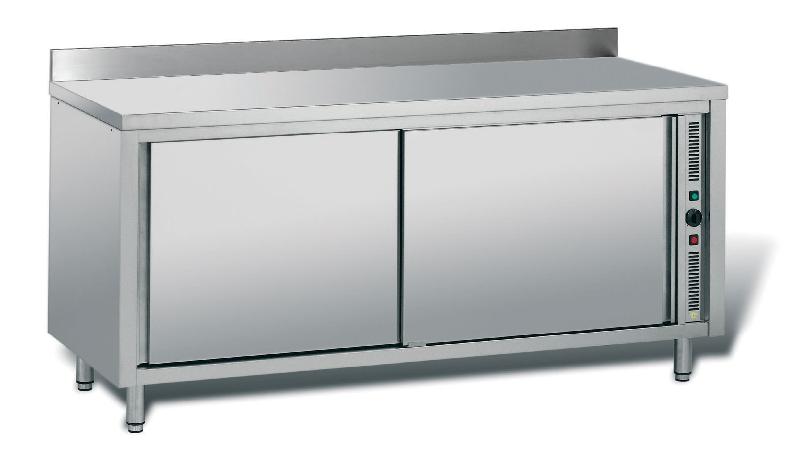 Meuble adossé inox chauffant - profondeur 700 mm - TCH20E - chauffage ventilé réglable et plan en inox AISI 304_0