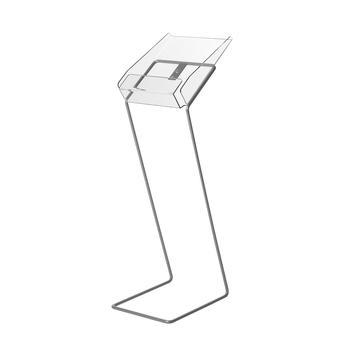 Porte-brochures sur pied Roma - A4 portrait - 1 emplacement - alu/cristal - profondeur 55 mm_0