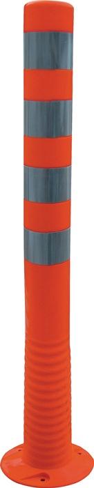 Potelet à mémoire de forme TPU orange/blanc - D. 80 mm - Hauteur 1000 mm - À visser avec matériel de fixation inclus_0