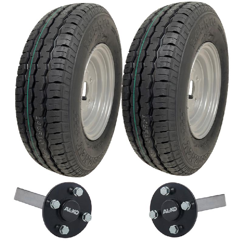 145R10 Trailer Kit High Speed Road Legal Journey Wheels ALKO Stub Axles 750kgs_0