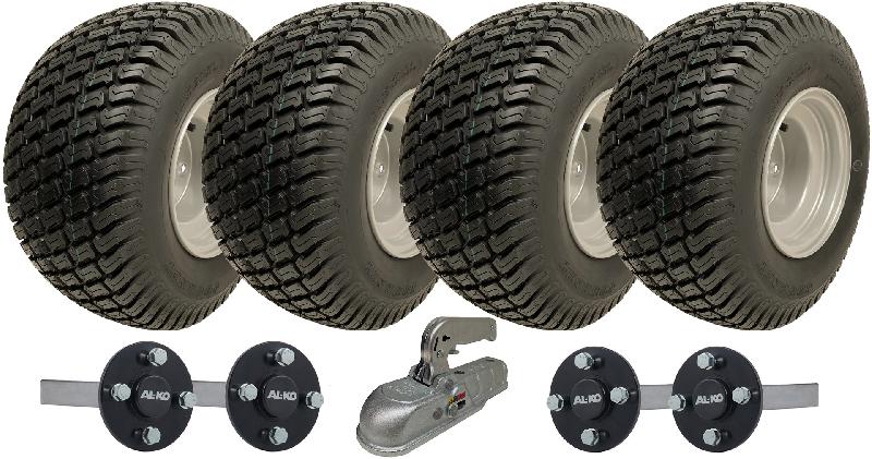 18x8.50-8 Twin Axle Trailer Kit Wheels, AKLO Hub  Stub Axles + Hitch 1500kg_0