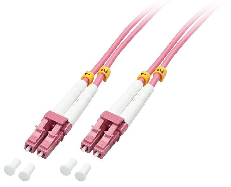 LINDY 46344 - Câble fibre optique duplex LC/LC OM4 10m - Rose_0