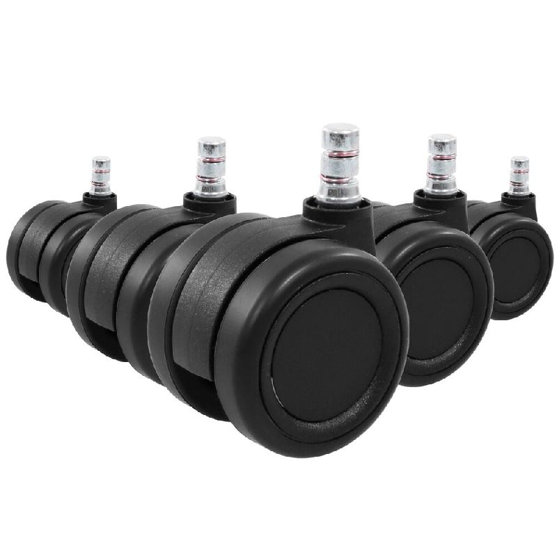 5x Roulettes pour sols durs ROLO COLOR 60 11mm / 60mm noir hjh OFFICE - multi-matériau 619049_0