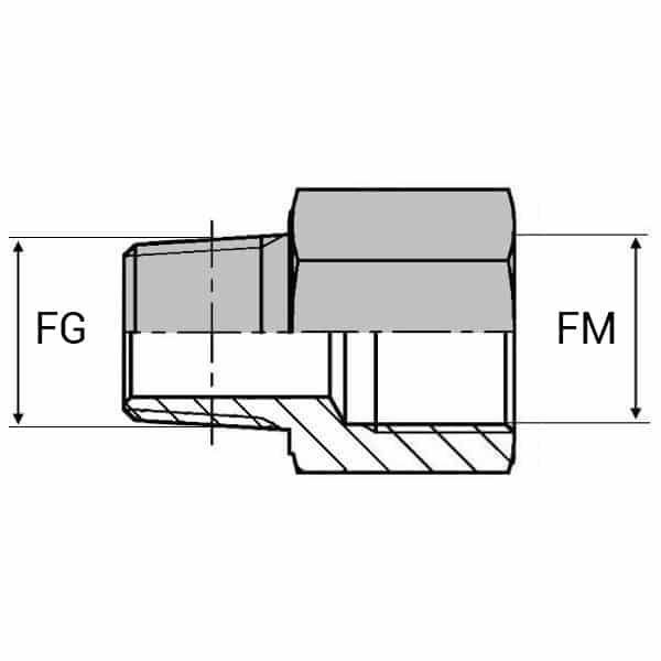 Adaptateur droit mâle gaz conique x femelle ISO - 3/8' , 16.66 , 18X150_0