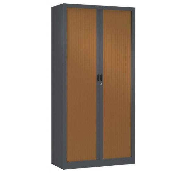 ARMOIRE MÉTAL PORTE RIDEAUX PVC LARGEUR 90 CM HAUTEUR 180 CM MERISIER/ANTHRACITE - MANUTAN COLLECTIVITÉS