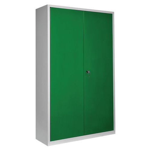 ARMOIRE RANGEMENT L1200 CORPS GRIS CLAIR PORTES VERT 6029