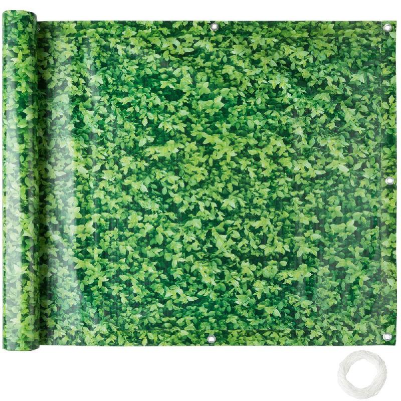 Brise-vue brise-vent en PVC imprimé buis - Film anti-regards pour balcon - 90 cm x 6 m - Réf. 2208234_0