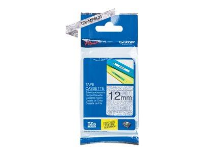 RUBAN LAMINÉ NOIR SUR MOTIFS DENTELLE ARGENT 12MMX4M TZE-MPSL31 - LOT DE 2