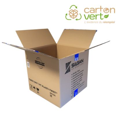 Caisse en carton double cannelure 39 x 39 x 39 cm - réemployée - palette de 410 cartons_0