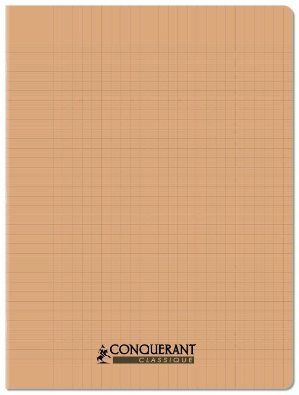 CONQUERANT Lot de 10 Cahier Classique PP piqué 24x32, 96p./48 feuilles 90g/m², Séyès, coloris abricot - 3020120225739_0