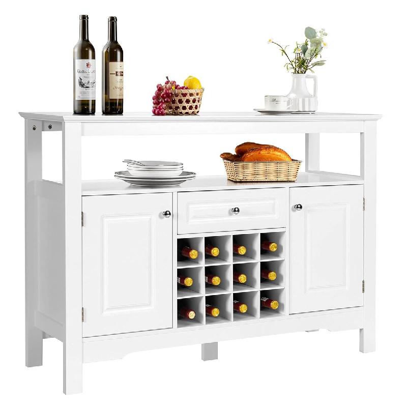 COSTWAY buffet avec portes et tiroirs, table console en bois, meuble cuisine et buffet, blanc - blanc Bois manufacturé VH33474IT_0