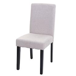 Décoshop26 - Chaise de salle à manger cuisine en tissu beige crème pieds en bois foncés design moderne 04_0002351 - beige 3000272432698_0