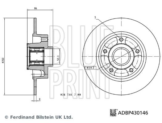 Disque de frein Blue Print ADBP430146 - Arrière - Plein - Boîte de 1 disque_0