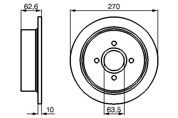 Disque de frein Bosch 0986478672 - boîte de 2 - arrière - plein - 4 trous - épaisseur 10 mm_0