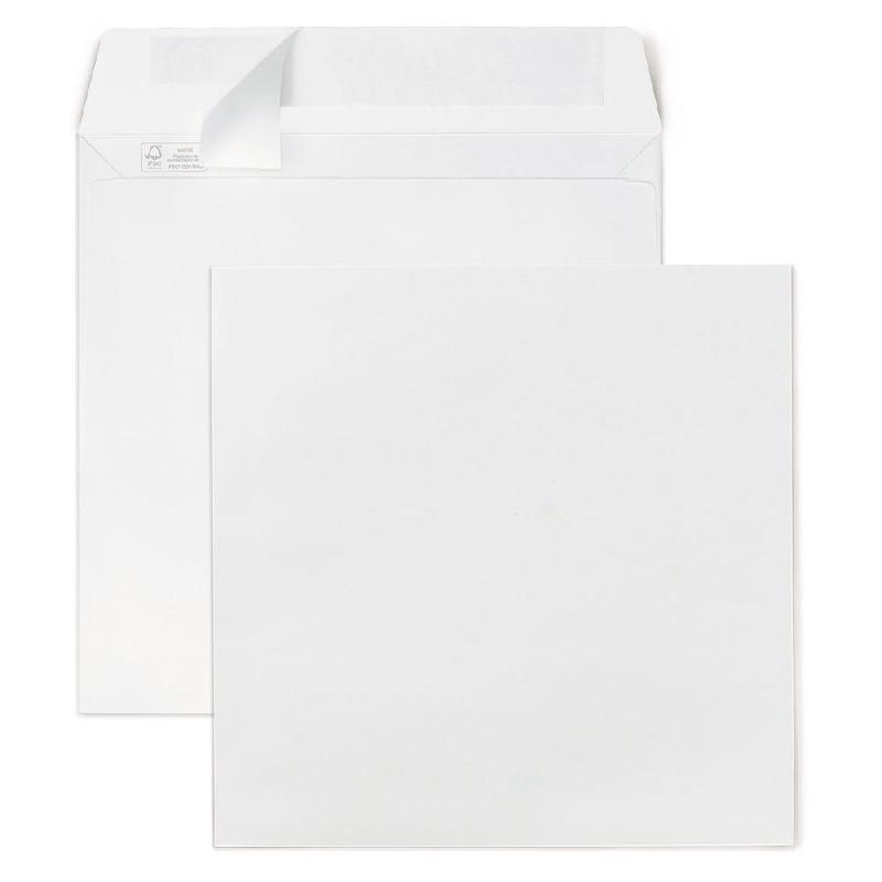 ENVELOPPE CARREE - 235 X 235 MM - SANS FENETRE - FERMETURE AUTO-ADHESIVE - PAPIER VELIN 120 G - BLANCHE