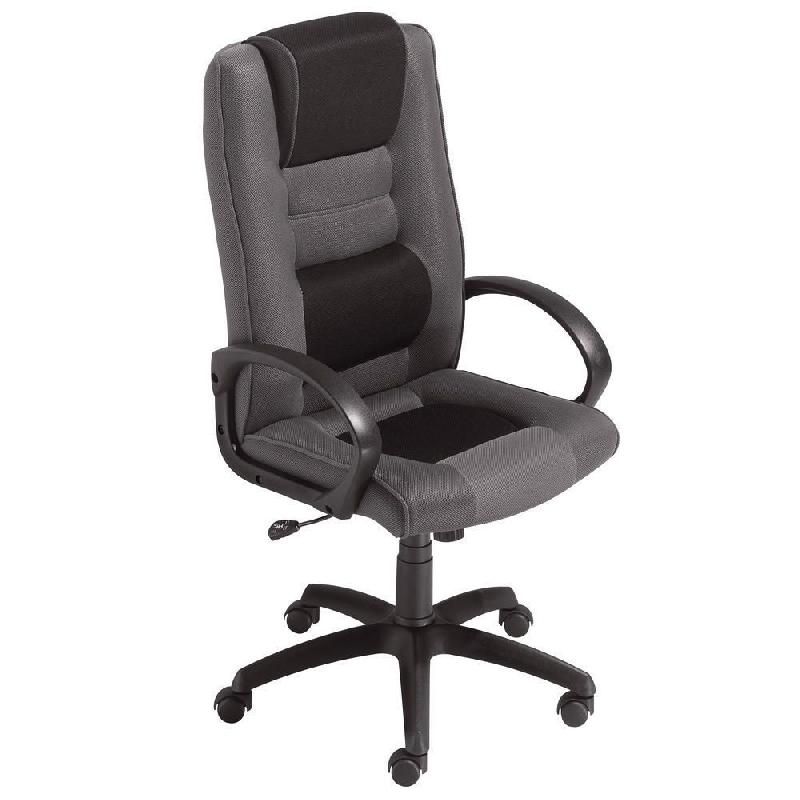 FAUTEUIL DIRECTION À ROULETTES CAPITAL CONFORT - AJUSTABLE - EN TISSU - HAUTEUR DOSSIER 74 CM - COULEUR GRIS/NOIR