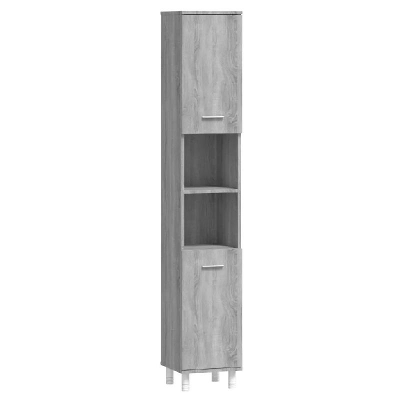 Helloshop26 - Armoire de bain design pratique salle de bain rangement 30 x 30 x 179 cm en bois d'ingénierie gris 02_0048522 - gris Bois massif 300023_0