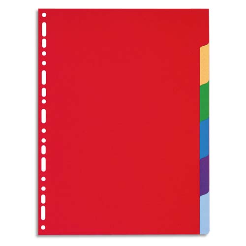 INTERCALAIRES POLYPROPYLÈNE OPAQUE SEMI RIGIDE 6 POSITIONS - A4 - COULEURS ASSORTIES - LOT DE 25