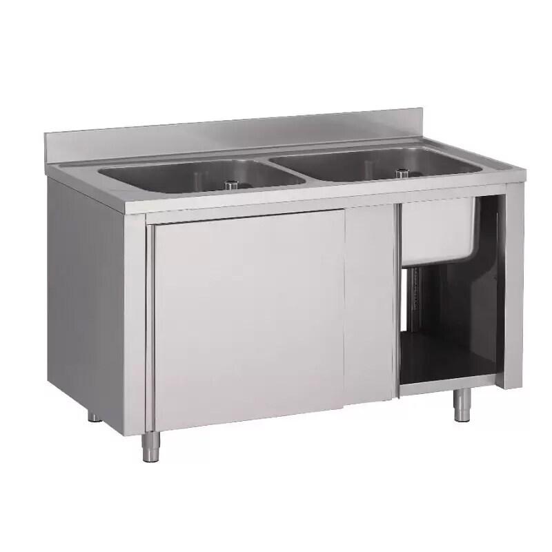 ITALCONCEPT L2G Plonge Placard Inox 304 2 Bacs 850mm x 1200mm x 700 mm - 3616350006370_0