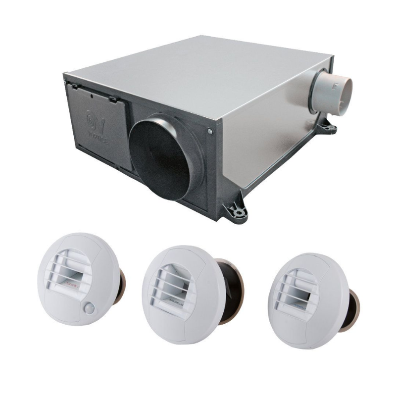 Kit Hygro A VMC simple flux hygroréglable extra-plate + 3 bouches à piles - Axelair - KHAPPST5160_0