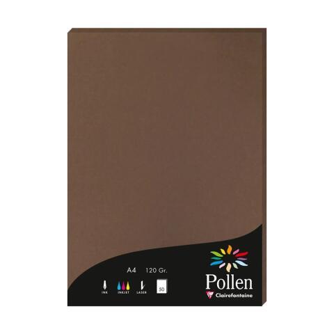 LOT DE 2 - ETUI DE 50 FEUILLES POLLEN 210X297MM 120G/M2 - MARRON TAUPÉ