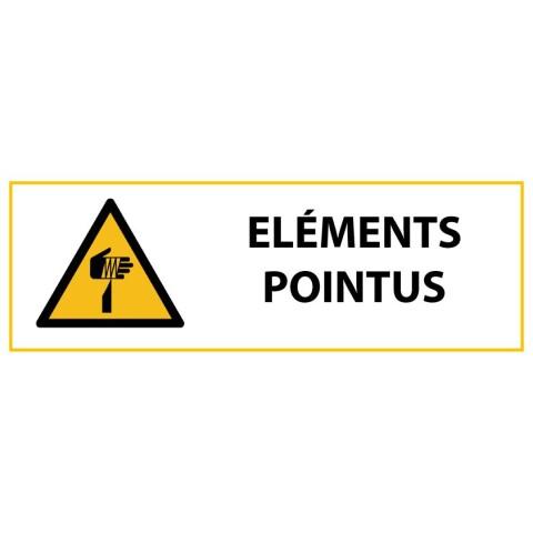 LOT DE 3 - SIGNALÉTIQUE DE DANGER - PICTO ÉLÉMENTS POINTUS - W022 - ISO 7010 - 297 X 105 MM - VINYLE SOUPLE AUTOCOLLANT