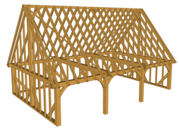 Maison à ossature en bois plain-pied B03 - en kit - toit double pente - 3-bay_0