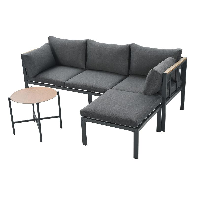 Merax salon de jardin, 4 personnes, gris - gris métal N634P0016G_0