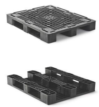 Palette plastique lourde - 1200x1000x158 mm - Plateau ajouré - 3 semelles - Charge 7500 kg_0