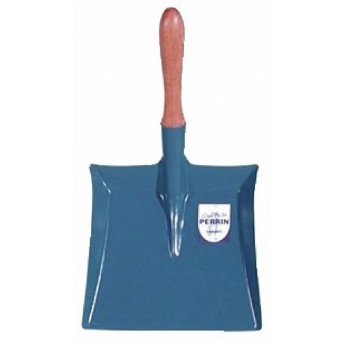 PELLE À POUSSIÈRE EN MÉTAL LAQUÉ BLEU - MANCHE BOIS PERRIN