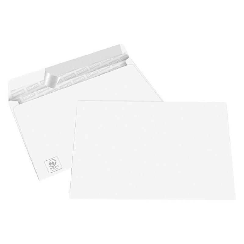 STAPLES BOÎTE DE 500 ENVELOPPES SANS FENÊTRE - AUTO-ADHÉSIVES - PAPIER VÉLIN - 114 X 162 MM (80 G/M²) - COULEUR BLANC (BOÎTE DE 500)