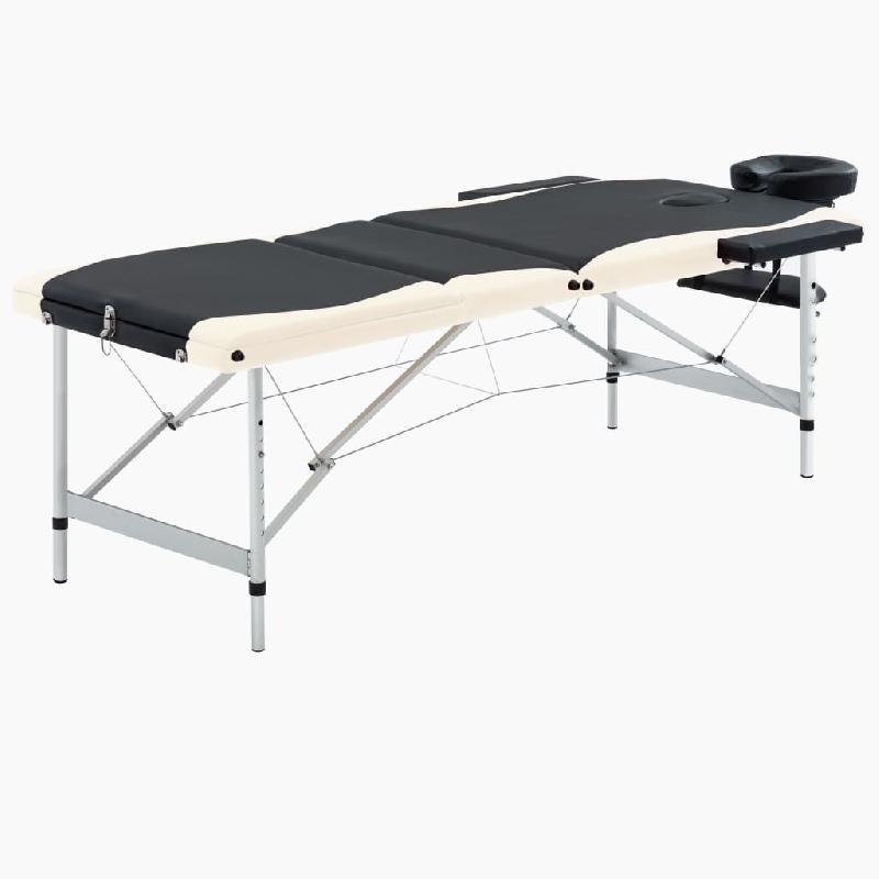 TABLE DE MASSAGE PLIABLE 3 ZONES INOX NOIR ET BEIGE 02_0001821_0