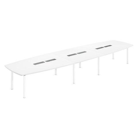 TABLE MODULABLE BELEM L 520 X P 140 CM -18 PERSONNES BLANC MÉLAMINÉ/BLANC