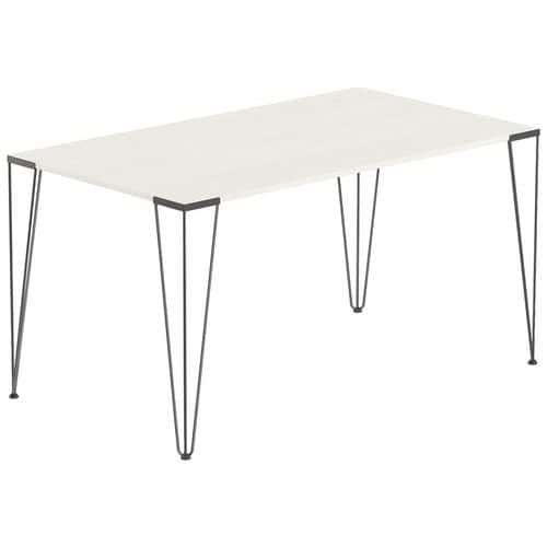 TABLE RÉUNION LORI 120 X 80 CM PLATEAU PIN PIED NOIR - MBA