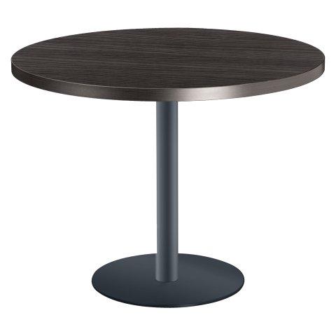 TABLE RONDE SHINY 100 CM NOIRE ÉBÈNE PIED MÉTAL ANTHRACITE