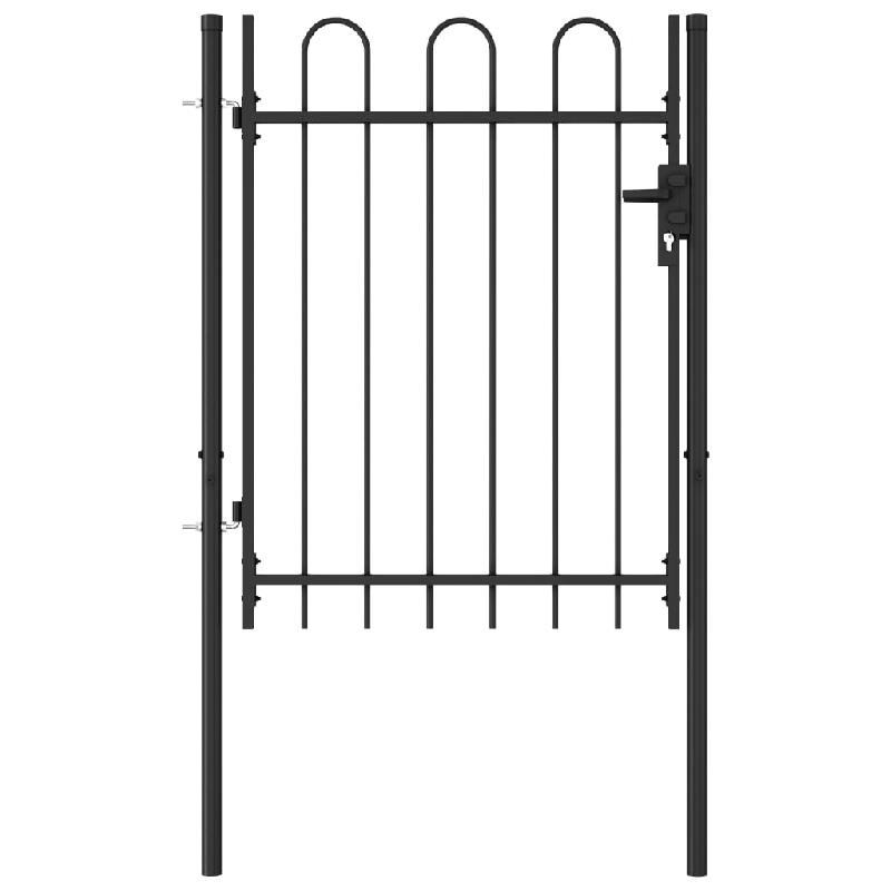 Vidaxl portillon simple porte avec dessus arqué acier 1x1,2 m noir 146030_0