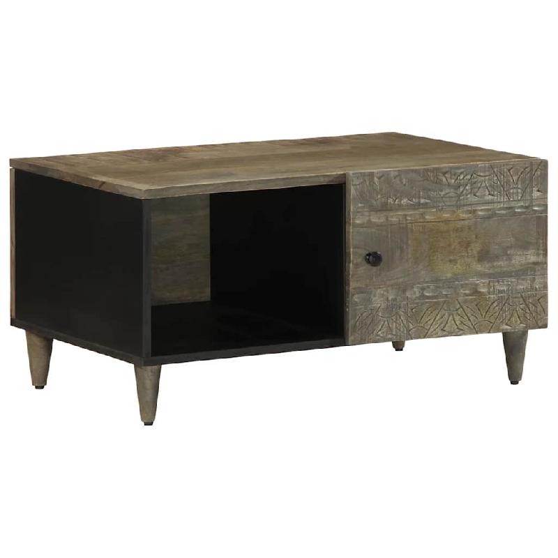 VidaXL Table basse gris clair 80x50x40 cm bois de manguier massif Modèle Sirius Moderne - 4017796_0