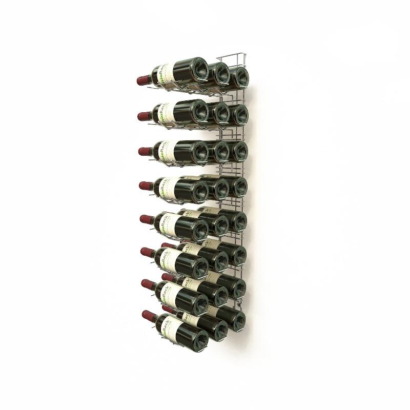 Visioplan VRM8N3C - Support et paniers en fils d'acier chromé - Présentoir 24 bouteilles, 8 niveaux, 3 paniers_0