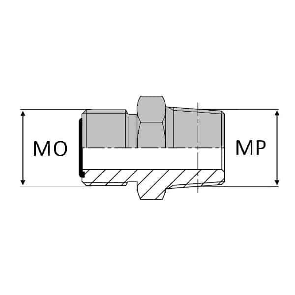 Adaptateur droit mâle ORFS x mâle NPT - 3/8' , 17.05 , 3/8' , 17.05 , 13/16' , 20.63_0