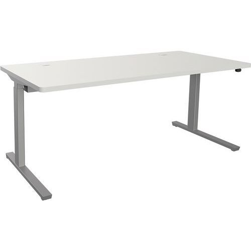 ADEMA+ BUREAU RÉG. ÉLECT. 180X80CM PLAT. BLANC/ARGENT - CLEN