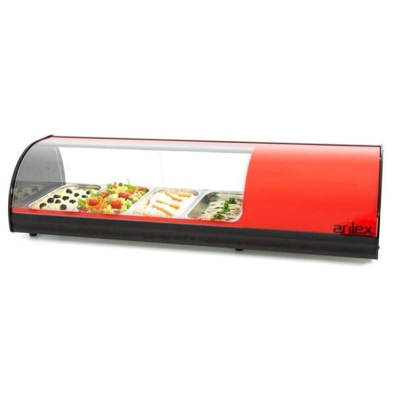 Arilex Vitrine réfrigérée pour couvercles avec grille et verre bombé 6VTL rouge - VIRETAVTLR6_0