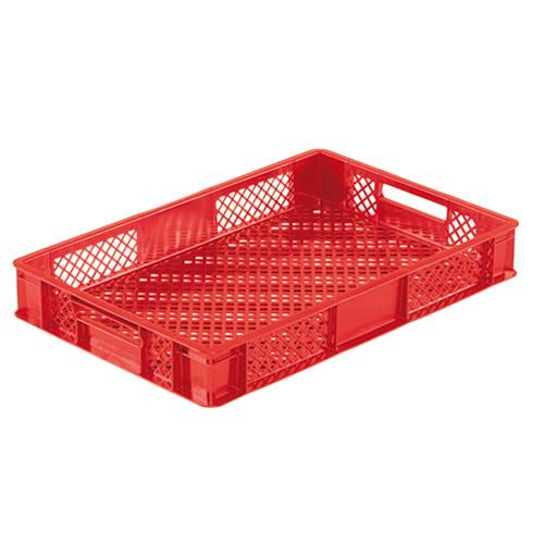 Bac plastique gerbable Norme Europe ajouré Eco multicolore Rouge 600 x 400 x 90 mm - Réf : BAC159BE6409010_0