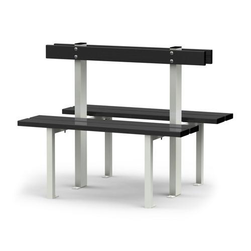 BANC VESTIAIRE DOUBLE SUR PIEDS LONGUEUR GES ASSISE EN ALU