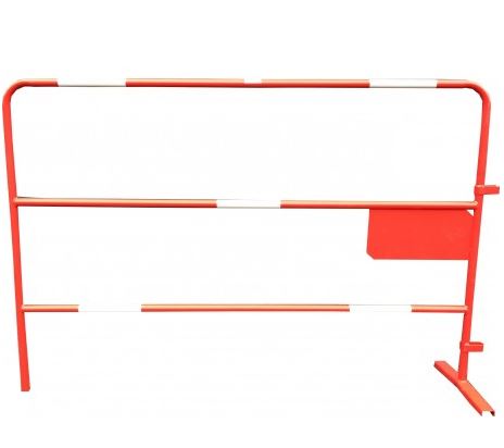 Barrière de chantier rouge petite plaque - l1,50 x h1 m/ø 25 mm_0