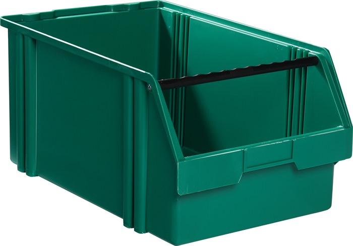Boîte de rangement à ouverture frontale LK - 500/450x300xH230mm - PS verte, empilable et robuste_0