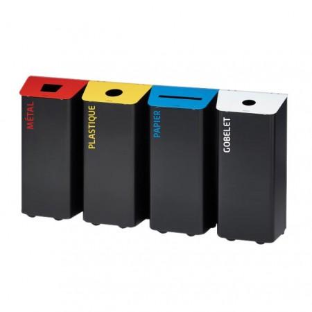 Borne de tri sélectif extérieur - aluminium poudré anti-UV - 80L - couvercles colorés pour identification_0