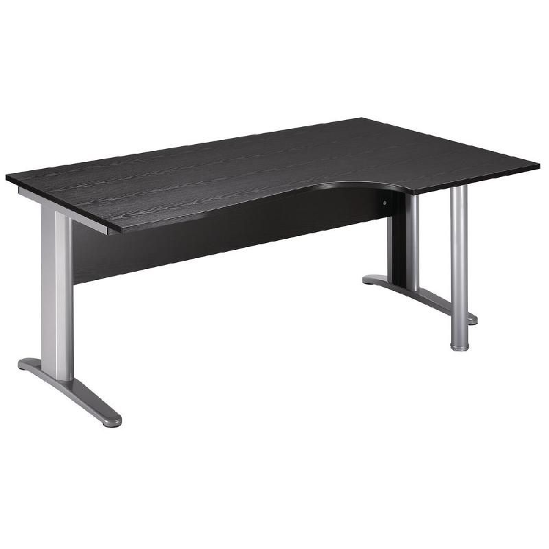 BUREAU DROIT PRONTO MÉTAL - L.120 X P.80 CM - PLATEAU NOIR - PIEDS L ALUMINIUM