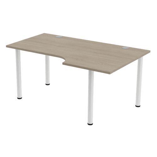 BUREAU TUBO COMPACT DROITE 160 X 100 CM CHÊNE GRIS BLANC - MBA