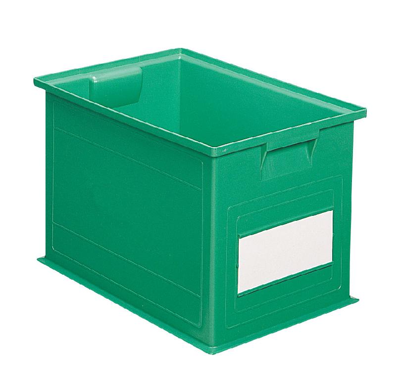 Bac plastique rectangulaire - 40.5 litres - Vert - Gerbable avec poignées fermées_0